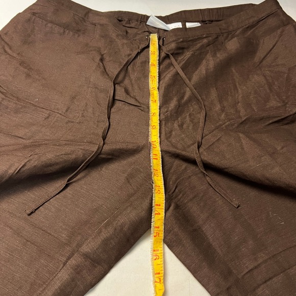 First Issue Liz Claiborne Brown Linen Blend Drawstring Pants Size 14 Monochrome - Picture 10 of 13